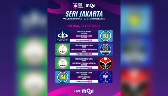 Liga Voli Mahasiswa 2026 Seri Jakarta Live di MOJI, Ini Jadwalnya